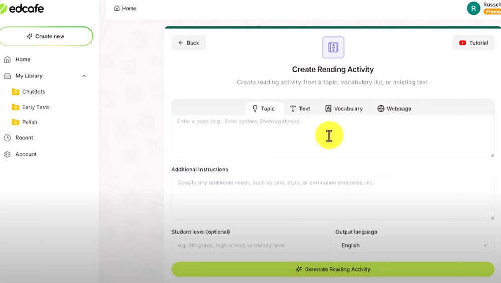 The clean and user-friendly dashboard of EdCafe.