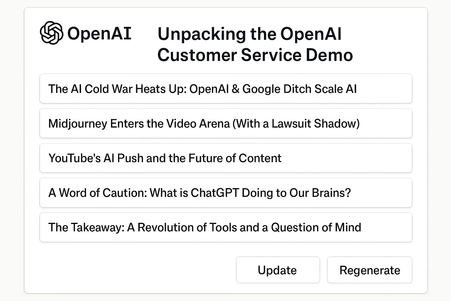 A look at the user interface for OpenAI's new open-source multi-agent demo.