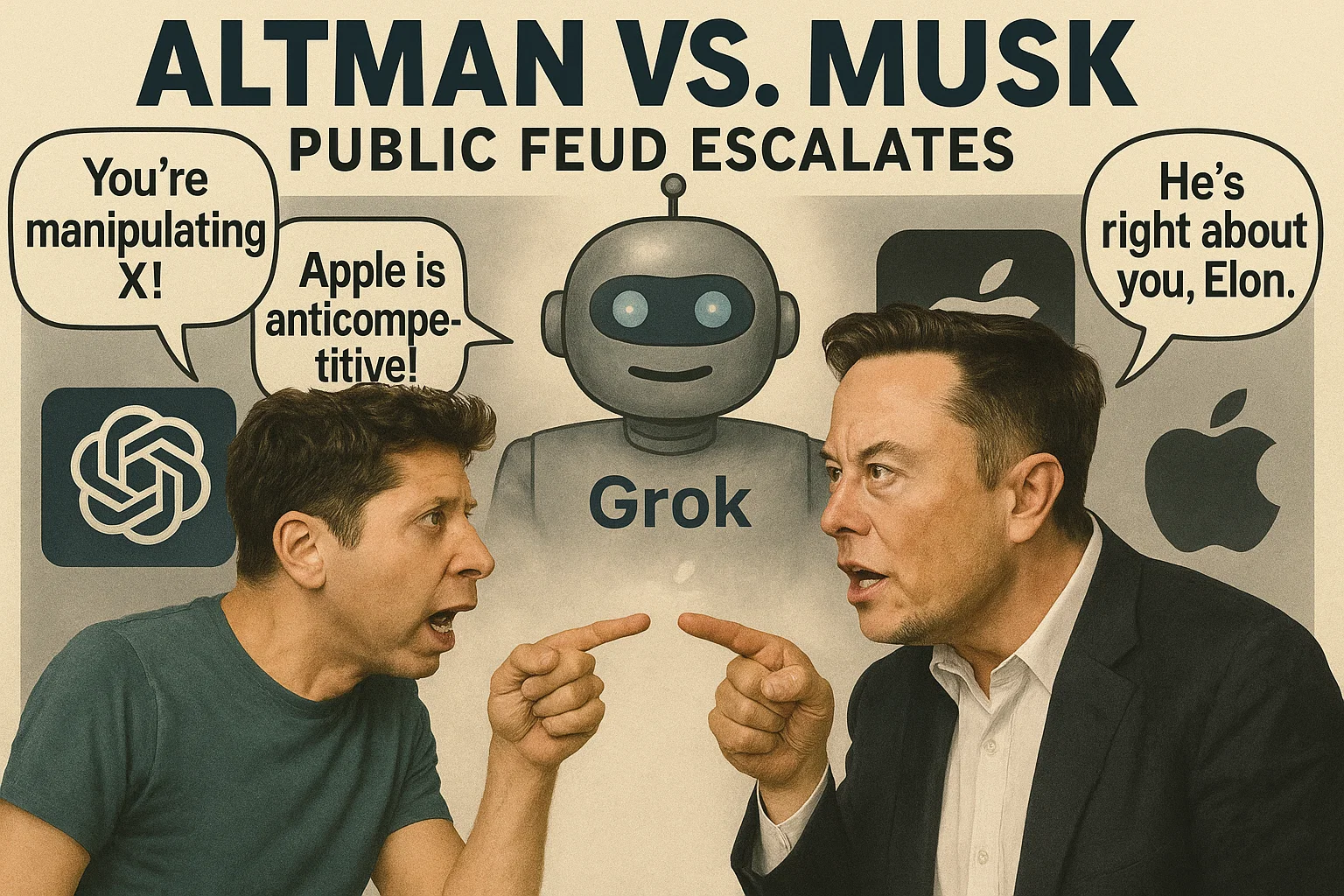 The public feud between tech billionaires Sam Altman and Elon Musk escalates.