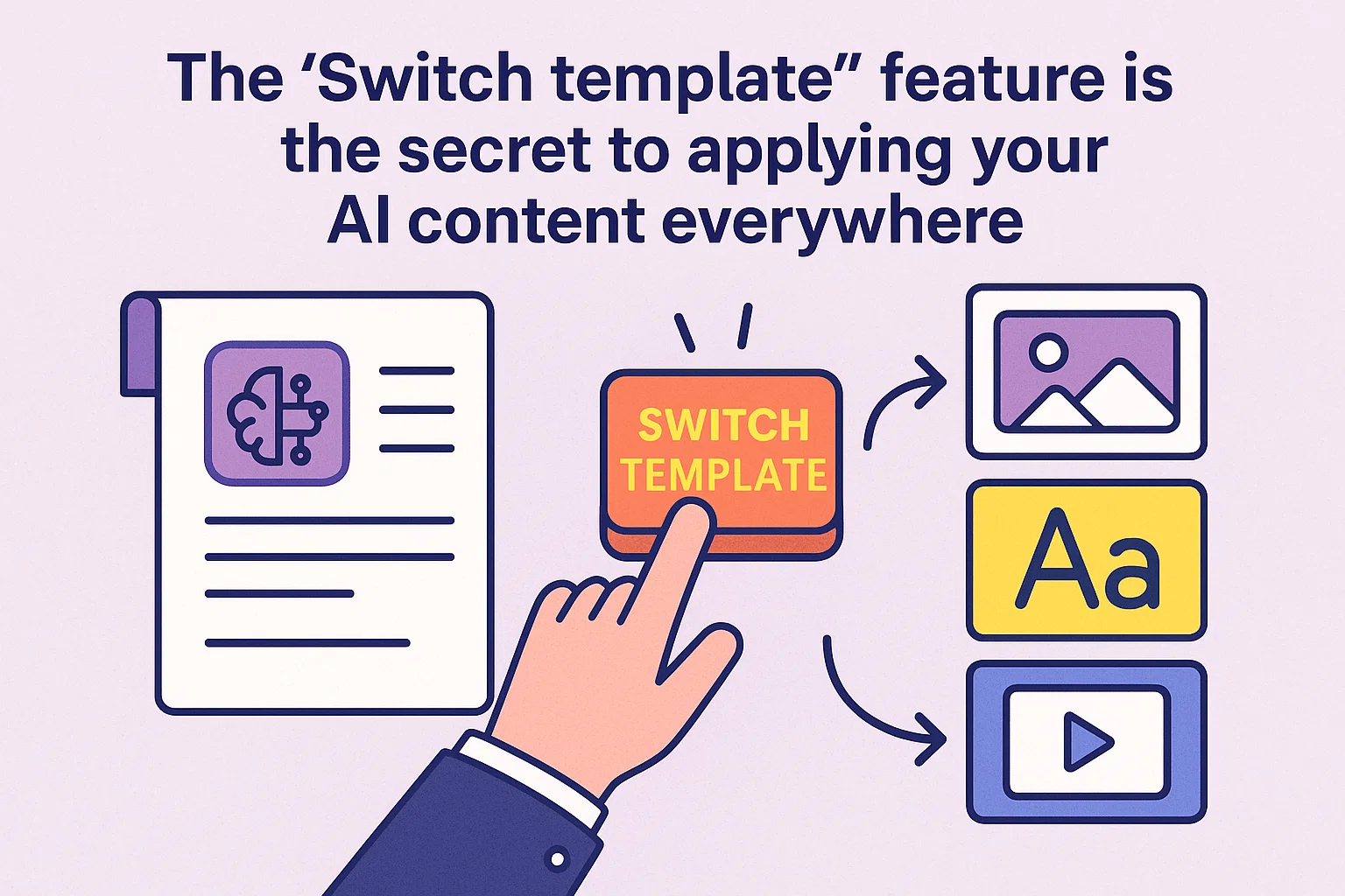 The "Switch template" feature is the secret to applying your AI content everywhere.
