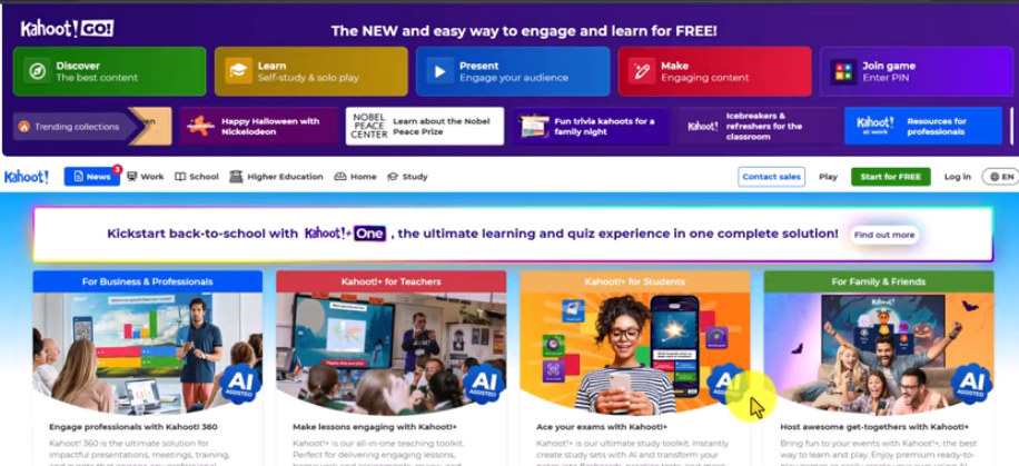 The Kahoot! platform offers a robust free tier for educators and trainers.