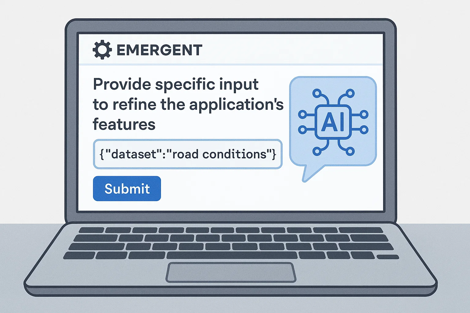 Emergent's AI asks for specific input to refine the application's features.